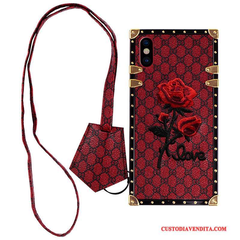 Custodia iPhone X Ricamo Net Red, Cover iPhone X Telefono Anti-caduta