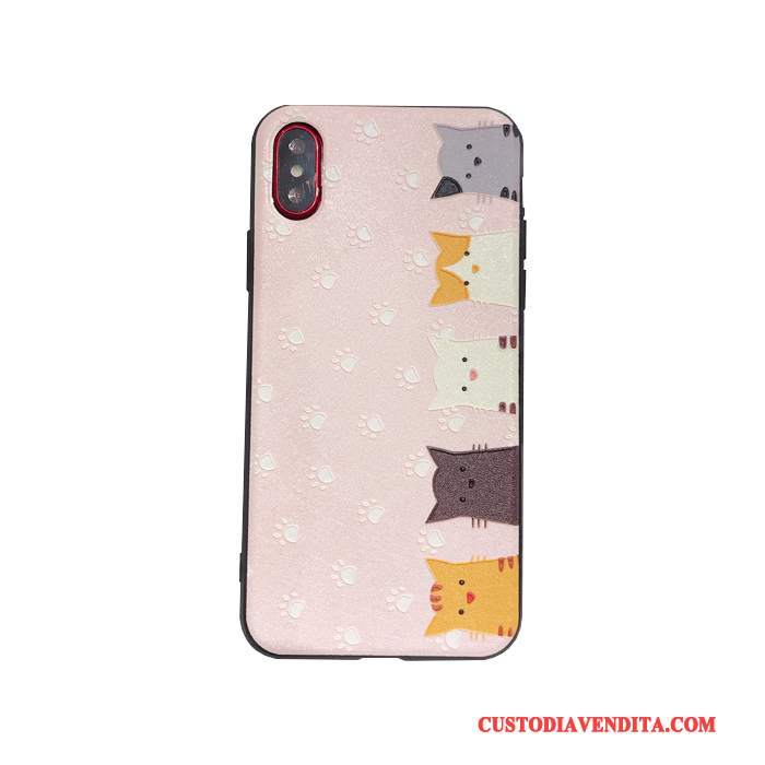 Custodia iPhone X Seta Morbido Gattino, Cover iPhone X Protezione Telefono Rosa