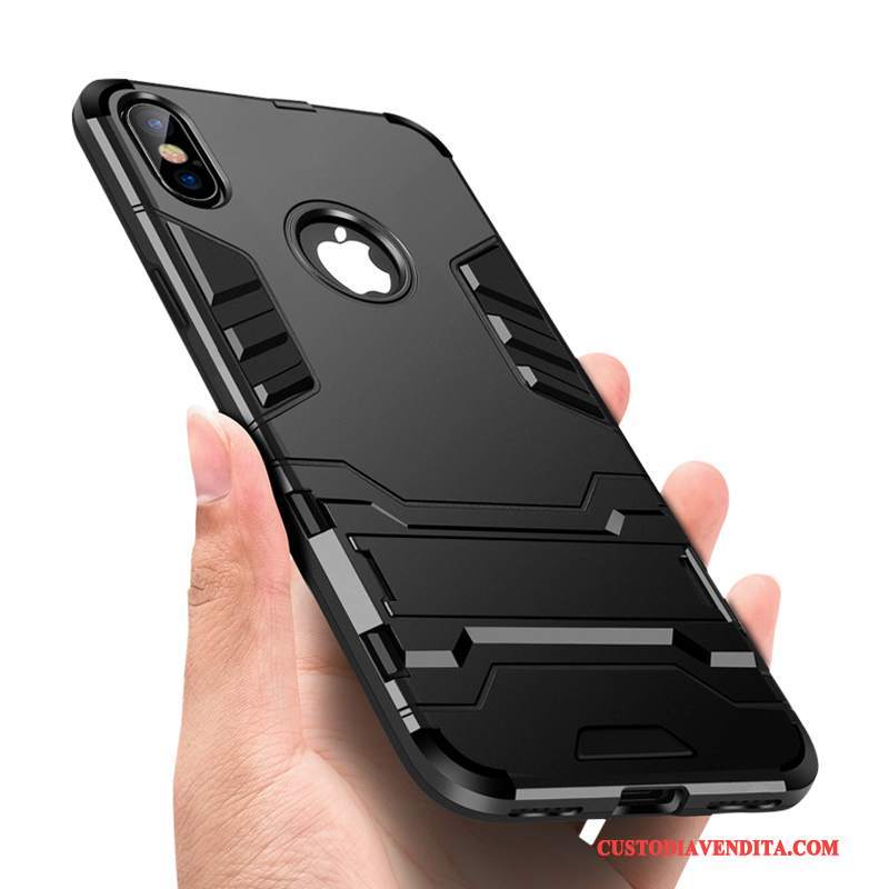 Custodia iPhone X Silicone Anti-caduta Nero, Cover iPhone X Protezione Marchio Di Tendenza Tutto Incluso