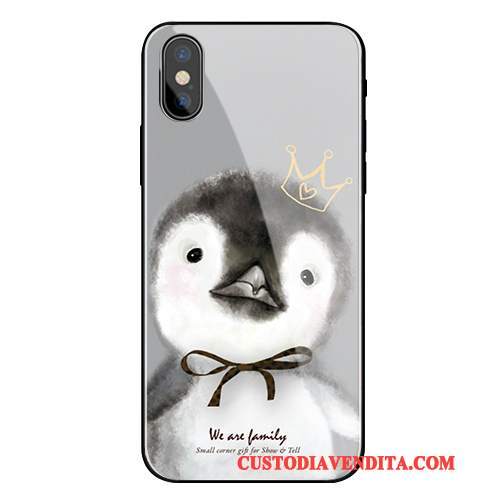 Custodia iPhone X Silicone Vetro Grigio, Cover iPhone X Protezione Telefono Morbido