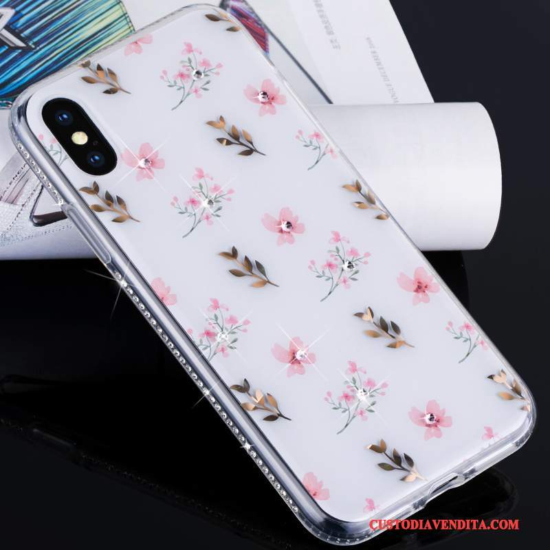 Custodia iPhone X Strass Lusso Nuovo, Cover iPhone X Silicone Marchio Di Tendenzatelefono