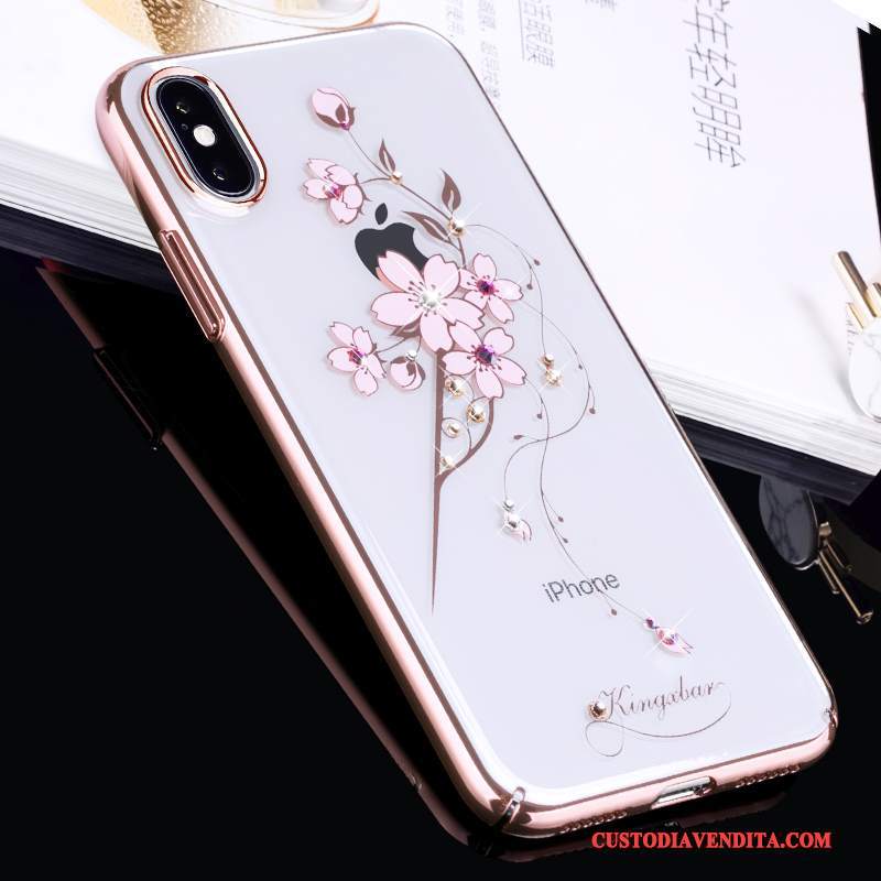 Custodia iPhone X Strass Lusso Oro, Cover iPhone X Telefono Difficile