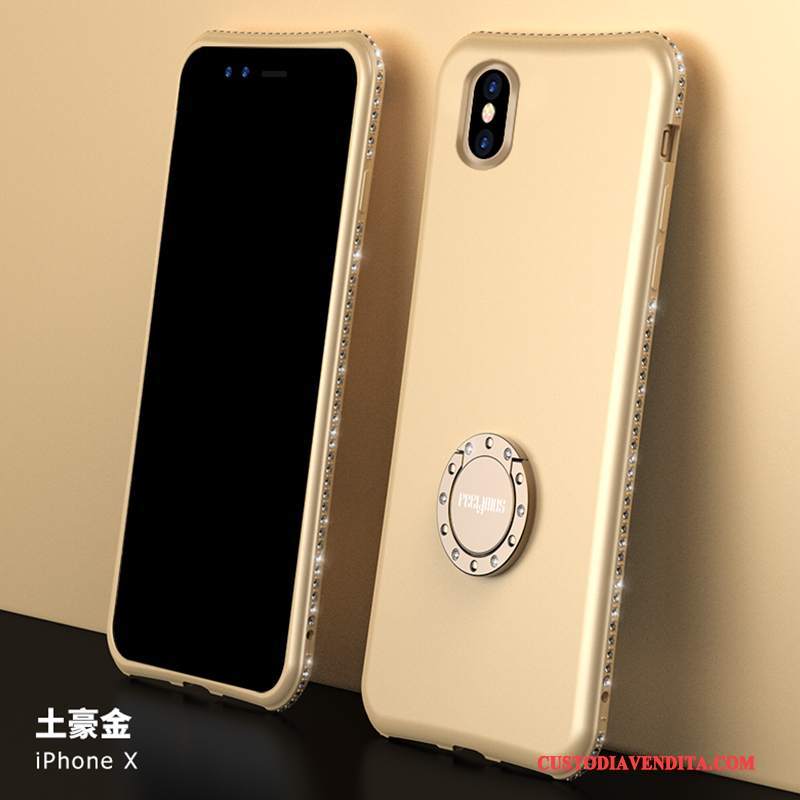 Custodia iPhone X Strass Sottile Marchio Di Tendenza, Cover iPhone X Silicone Oro Anti-caduta