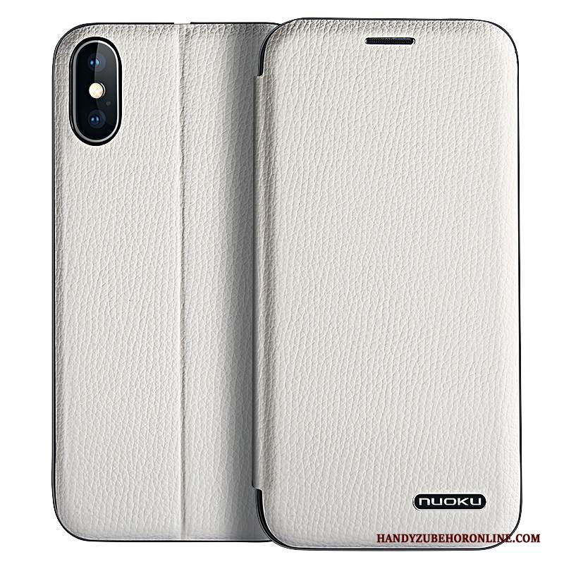 Custodia iPhone Xs Max Pelle Anti-caduta Tutto Incluso, Cover iPhone Xs Max Folio Biancotelefono