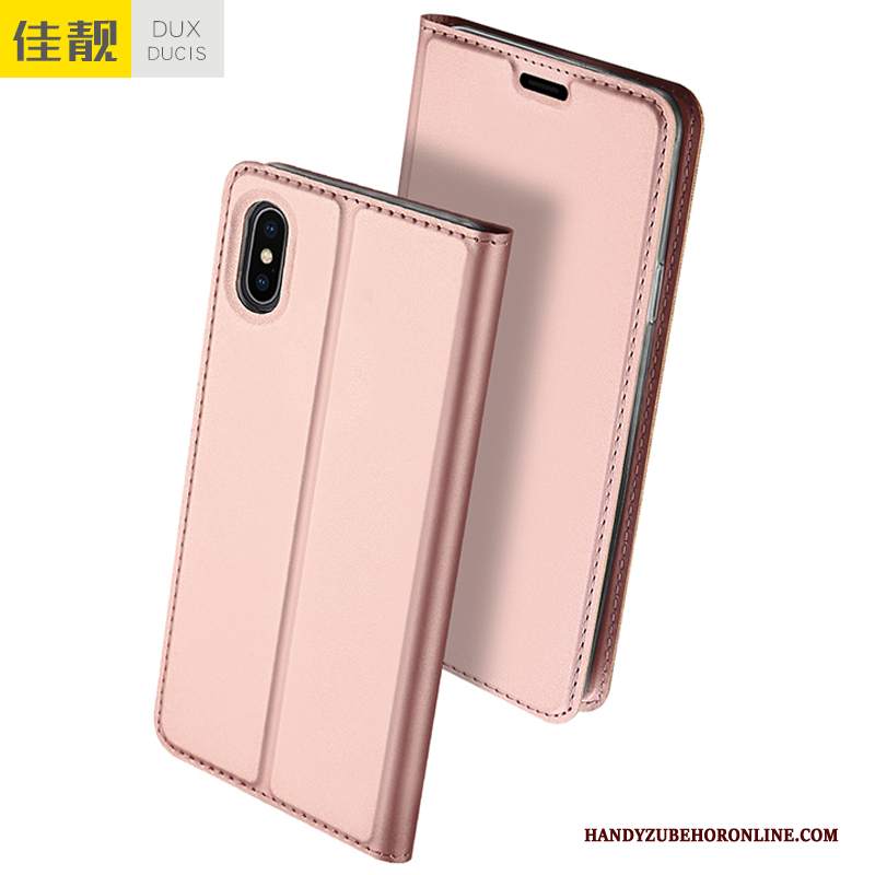 Custodia iPhone Xs Max Pelle Nuovo Rosa, Cover iPhone Xs Max Folio Affaritelefono