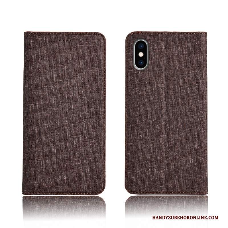 Custodia iPhone Xs Max Protezione Tutto Incluso Cotone E Lino, Cover iPhone Xs Max Silicone Di Personalità Marchio Di Tendenza