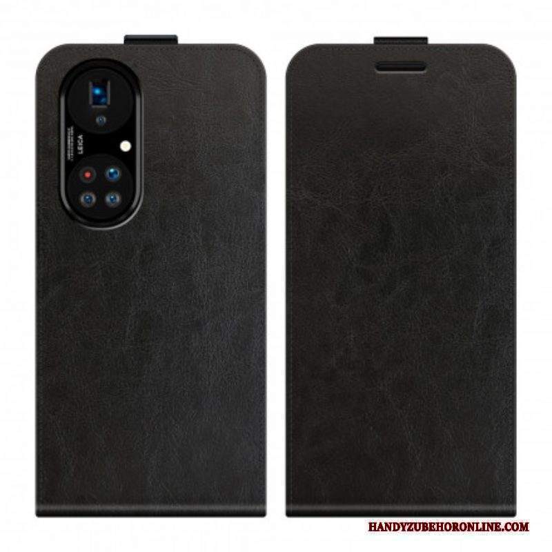 Custodia in pelle Huawei P50 Pro Folio Cover Ribalta Verticale Effetto Pelle