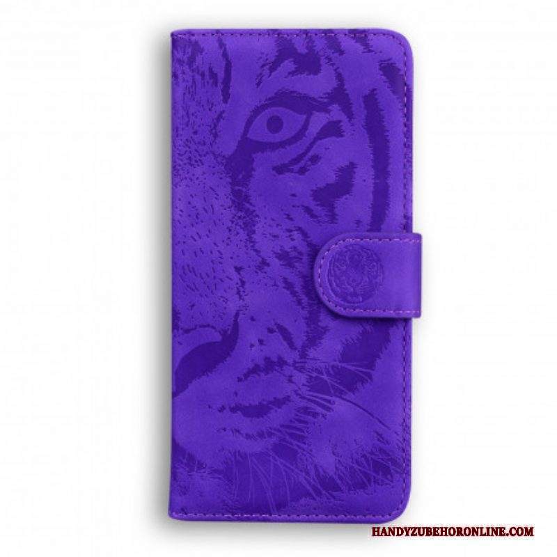 Custodia in pelle Huawei P50 Pro Stampa Faccia Di Tigre