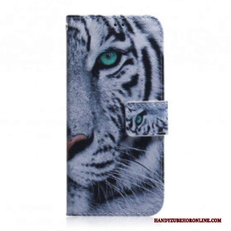 Custodia in pelle Motorola Edge 20 Pro Faccia Da Tigre