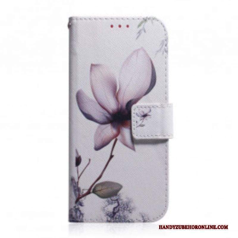 Custodia in pelle Motorola Edge 20 Pro Fiore Rosa Polveroso