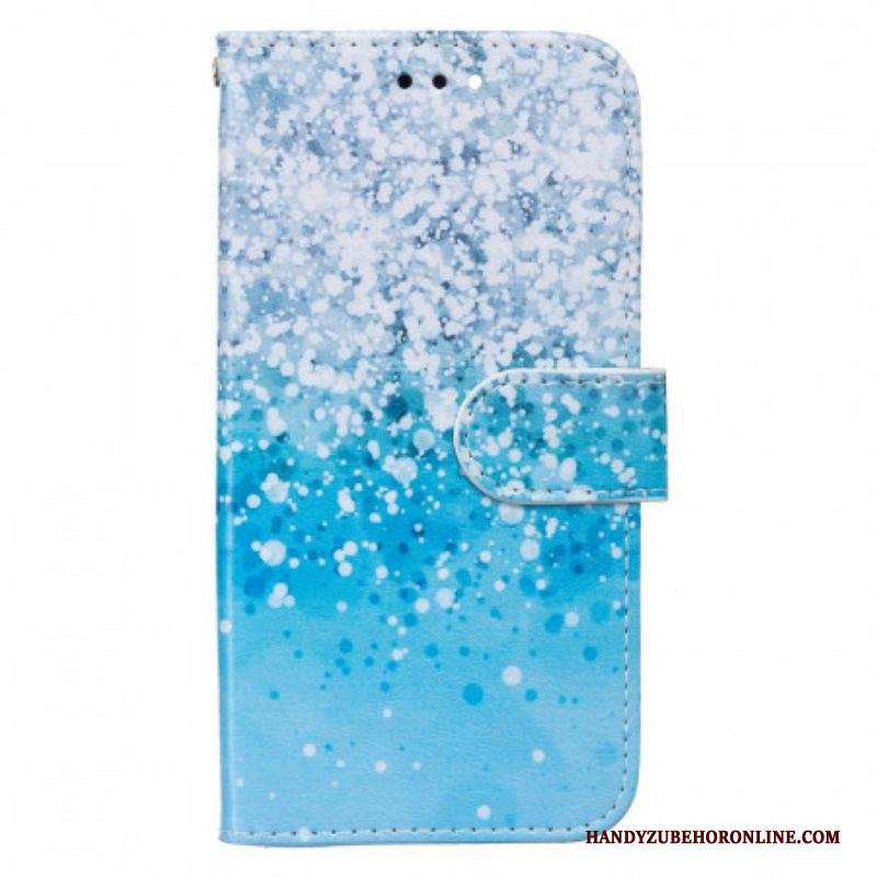 Custodia in pelle Samsung Galaxy A13 5G / A04s Gradiente Di Glitter Blu