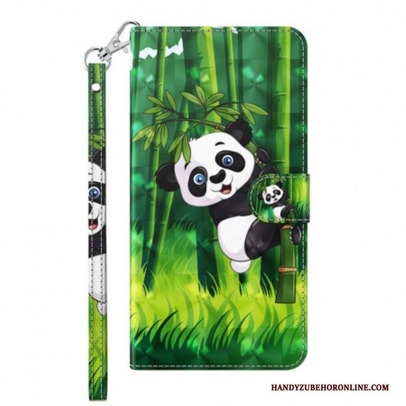 Custodia in pelle Samsung Galaxy A13 5G / A04s Panda E Bambù