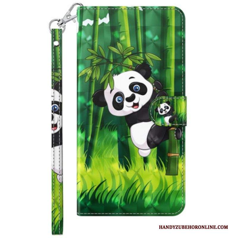 Custodia in pelle Samsung Galaxy A14 / A14 5G Bambù Panda