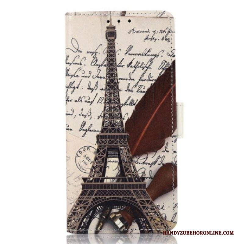 Custodia in pelle Samsung Galaxy A14 / A14 5G Torre Eiffel Del Poeta