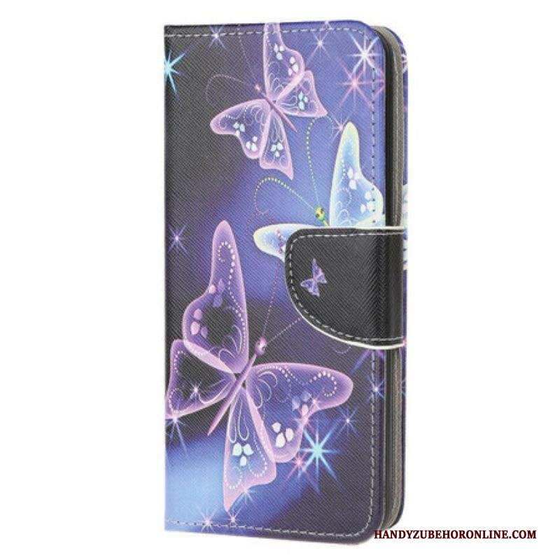 Custodia in pelle Samsung Galaxy A51 5G Farfalle Al Neon