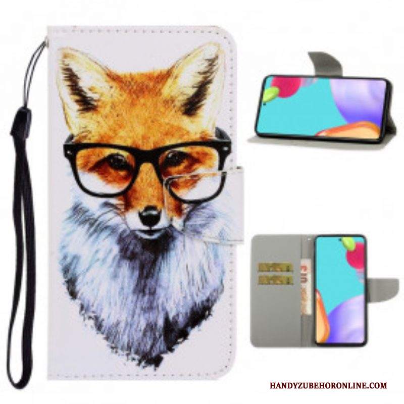 Custodia in pelle Samsung Galaxy A52 4G / A52 5G / A52s 5G Brainy Fox Con Cinturino