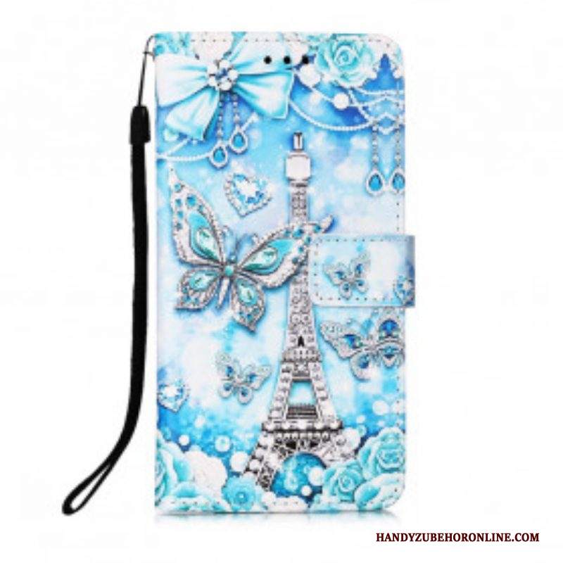 Custodia in pelle Samsung Galaxy A52 4G / A52 5G / A52s 5G Farfalle Della Torre Eiffel