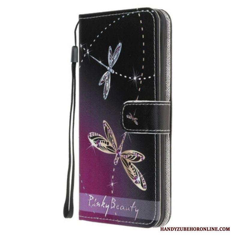 Custodia in pelle Samsung Galaxy A52 4G / A52 5G / A52s 5G Libellule Strappy