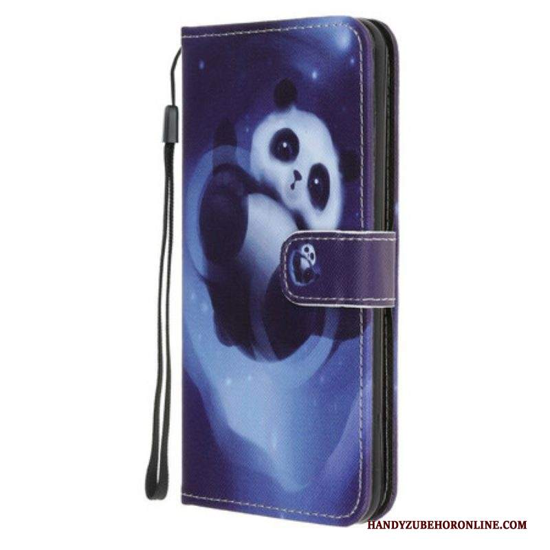 Custodia in pelle Samsung Galaxy A52 4G / A52 5G / A52s 5G Panda Space Con Cordino