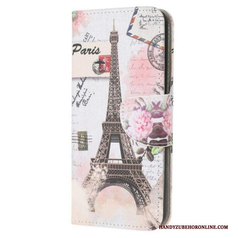 Custodia in pelle Samsung Galaxy A52 4G / A52 5G / A52s 5G Retrò Torre Eiffel