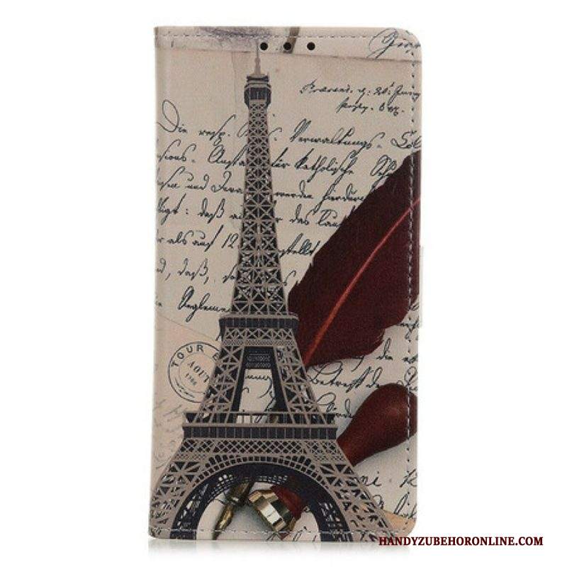 Custodia in pelle Samsung Galaxy A52 4G / A52 5G / A52s 5G Torre Eiffel Del Poeta