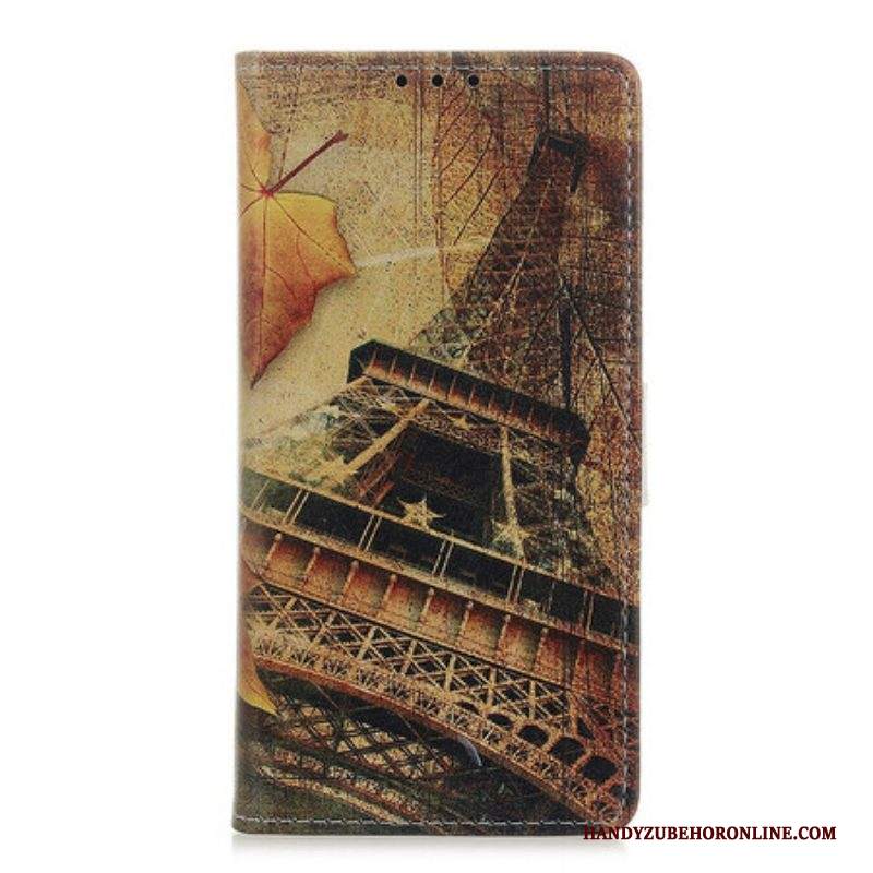 Custodia in pelle Samsung Galaxy A52 4G / A52 5G / A52s 5G Torre Eiffel In Autunno