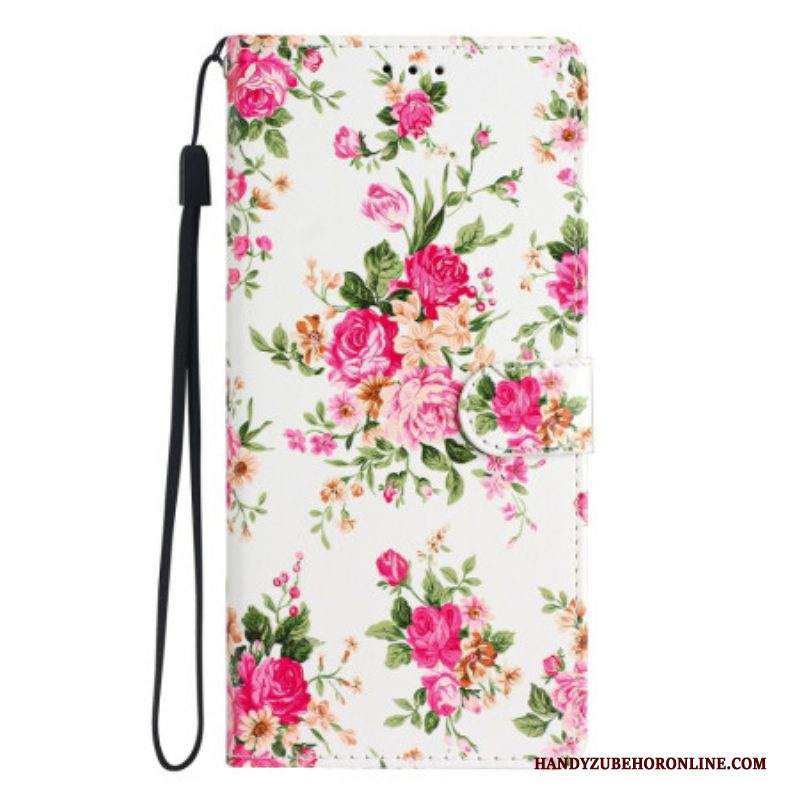 Custodia in pelle Samsung Galaxy A53 5G Cinturino Liberty Fiori