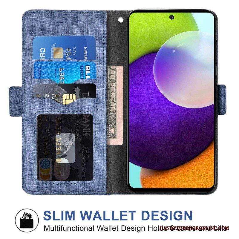 Custodia in pelle Samsung Galaxy A53 5G Jeans Con Portacarte Girevole