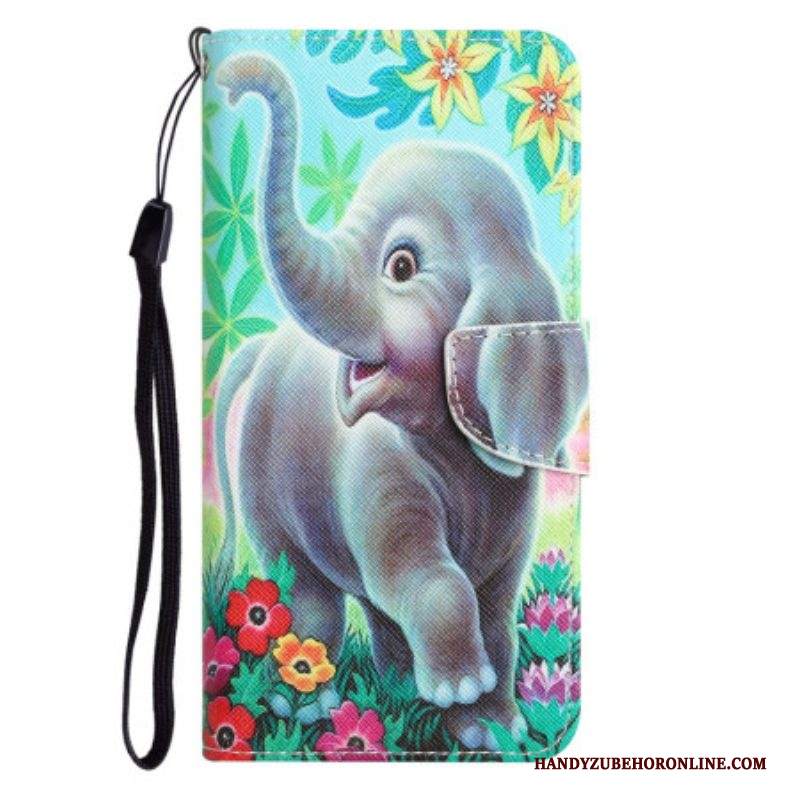 Custodia in pelle Samsung Galaxy A54 5G Elefante Allegro Con Cordino