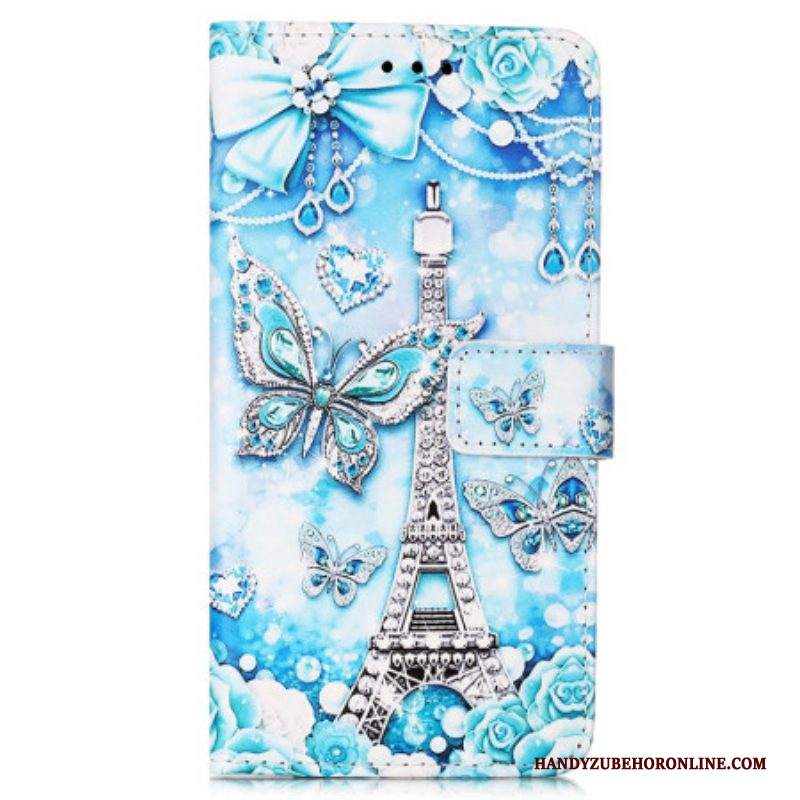 Custodia in pelle Samsung Galaxy A54 5G Farfalle Della Torre Eiffel