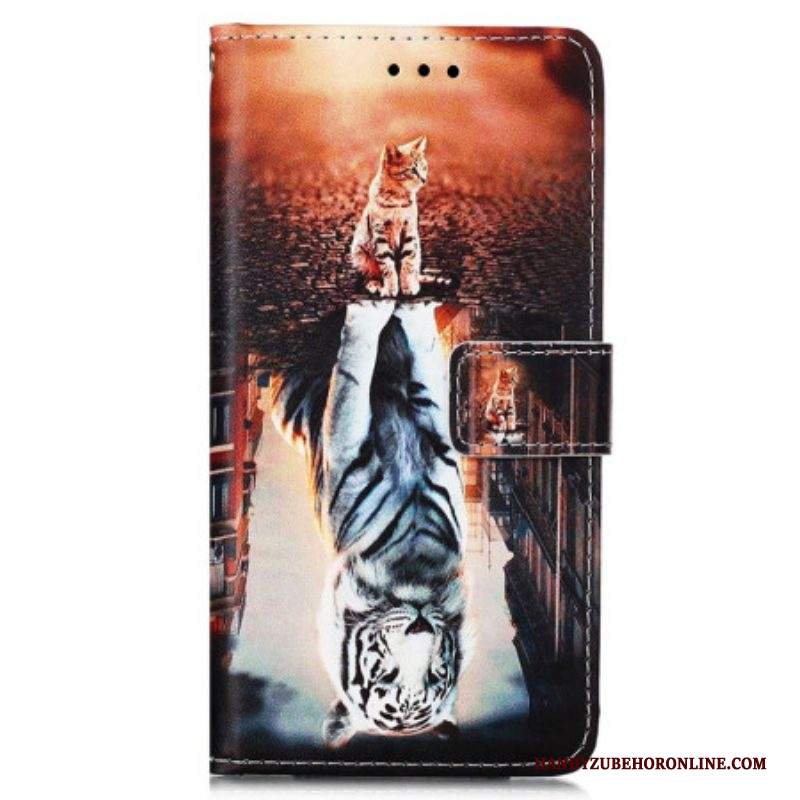 Custodia in pelle Samsung Galaxy A54 5G Sogno Di Gattino Strappy