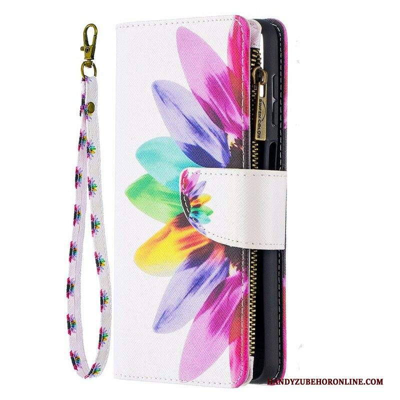 Custodia in pelle Samsung Galaxy M12 / A12 Tasca Con Zip A Fiore