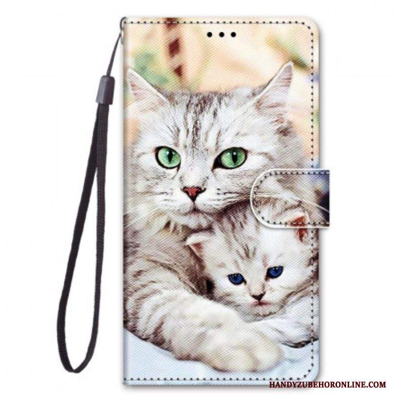 Custodia in pelle Samsung Galaxy M23 5G Famiglia Di Gatti