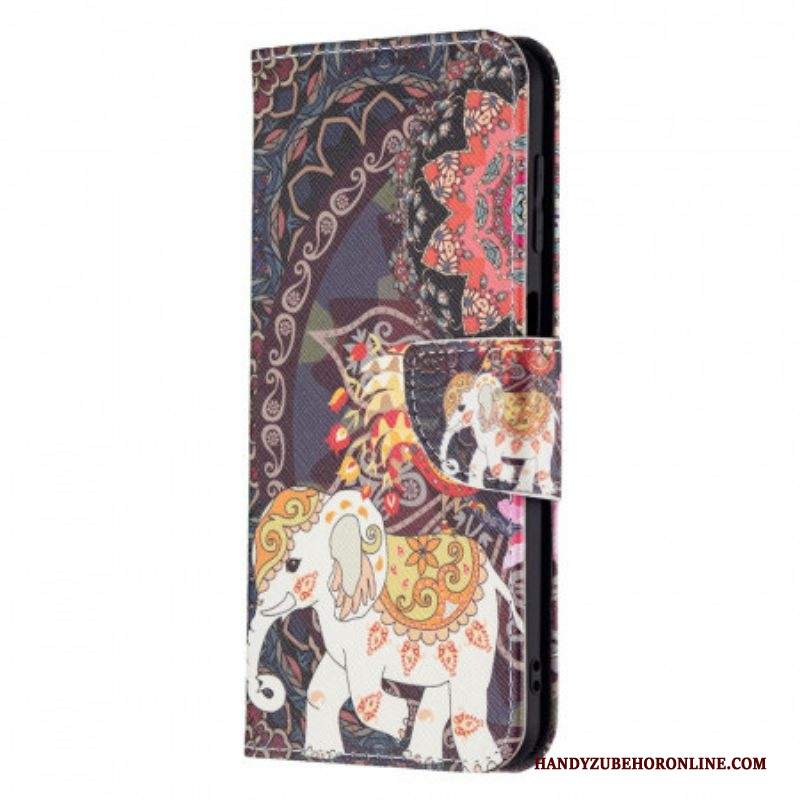 Custodia in pelle Samsung Galaxy M32 Elefante Indiano