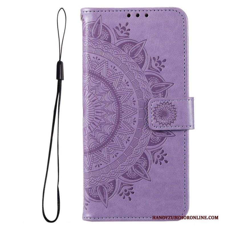 Custodia in pelle Samsung Galaxy M33 5G Mandala Del Sole Con Cinghie