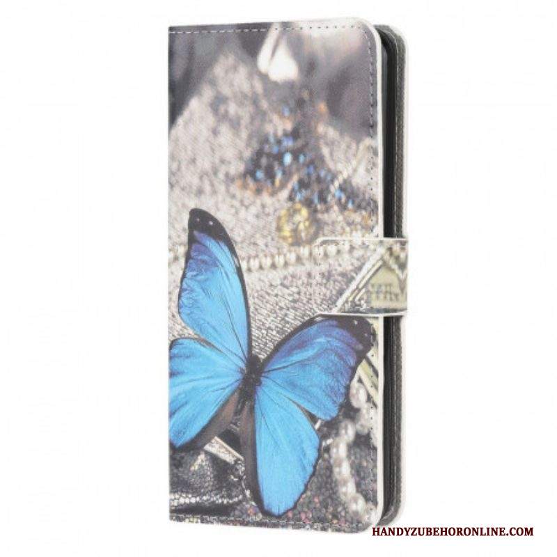 Custodia in pelle Samsung Galaxy M53 5G Farfalla Blu