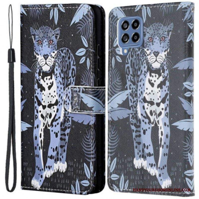 Custodia in pelle Samsung Galaxy M53 5G Leopardo Con Spalline