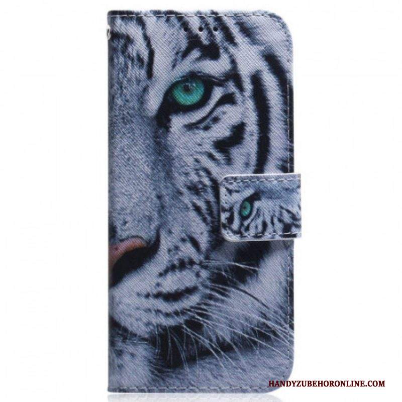 Custodia in pelle Samsung Galaxy M53 5G Tigre Bianca