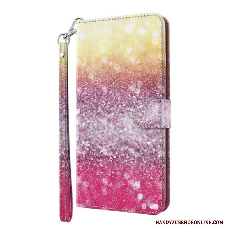 Custodia in pelle Samsung Galaxy S21 5G Gradiente Glitterato Magenta