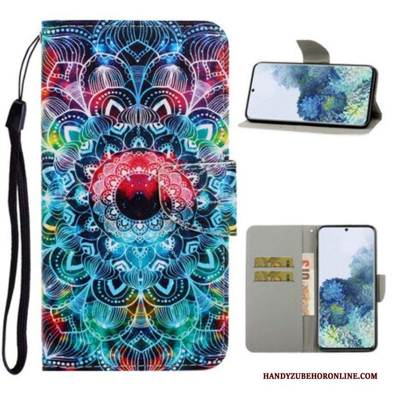 Custodia in pelle Samsung Galaxy S21 5G Mandala Con Spalline Vistose