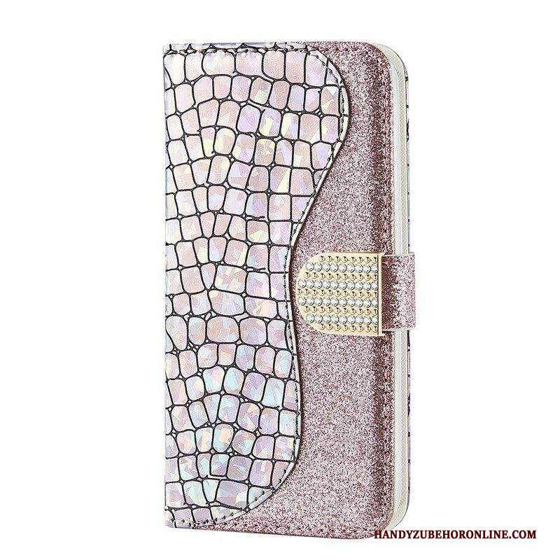 Custodia in pelle Samsung Galaxy S21 FE Diamanti Coccodrillo