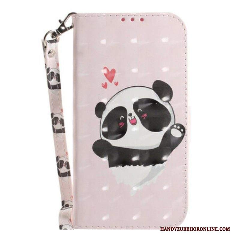 Custodia in pelle Samsung Galaxy S21 FE Panda Love Con Cordino