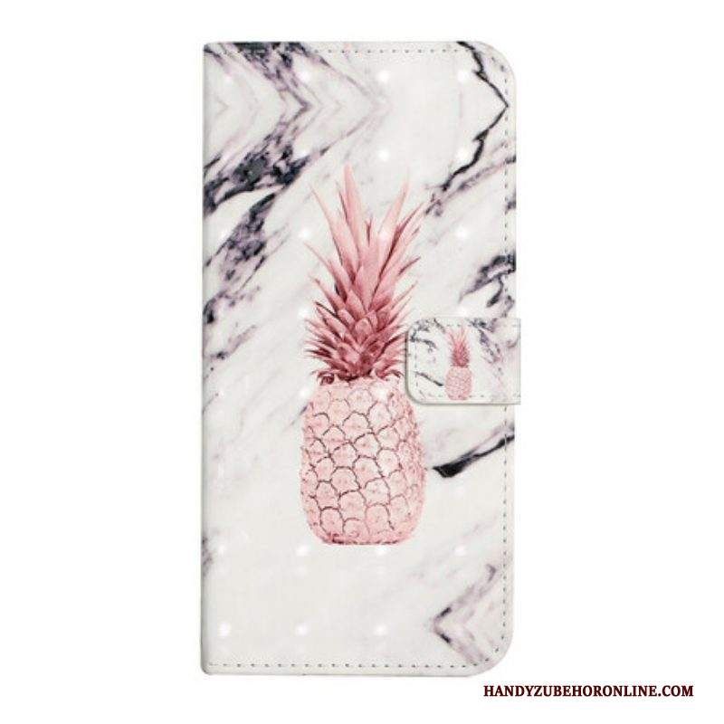 Custodia in pelle Samsung Galaxy S21 FE Punto Luce Ananas