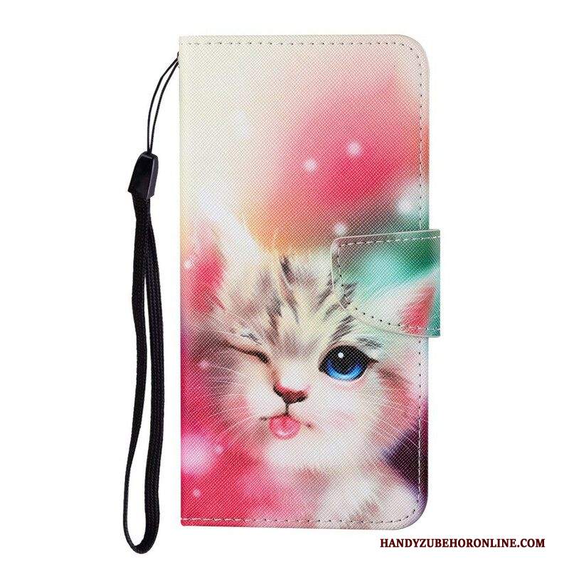 Custodia in pelle Samsung Galaxy S21 FE Storie Di Gatti Con Cordino