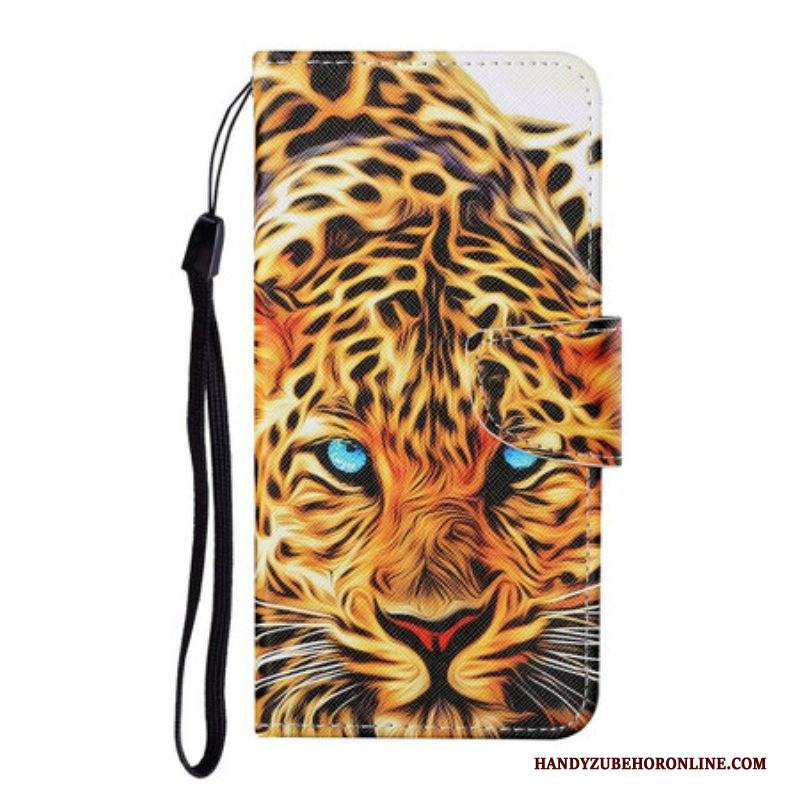 Custodia in pelle Samsung Galaxy S21 FE Tigre Con Cordino