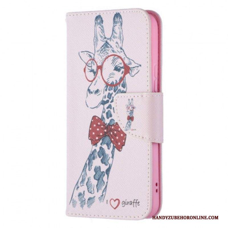 Custodia in pelle Samsung Galaxy S22 5G Giraffa Intelligente