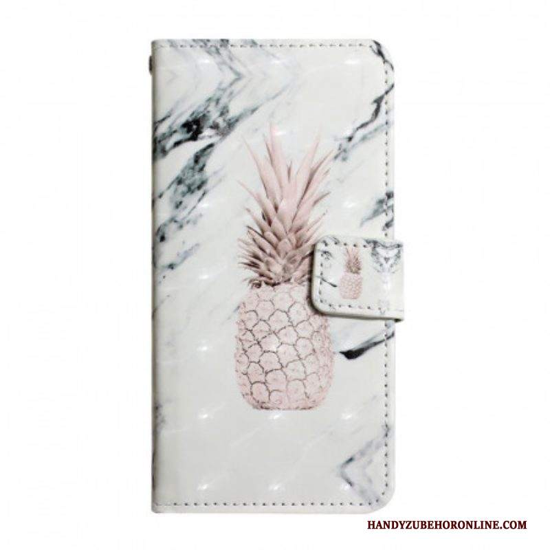 Custodia in pelle Samsung Galaxy S22 5G Punto Luce Ananas