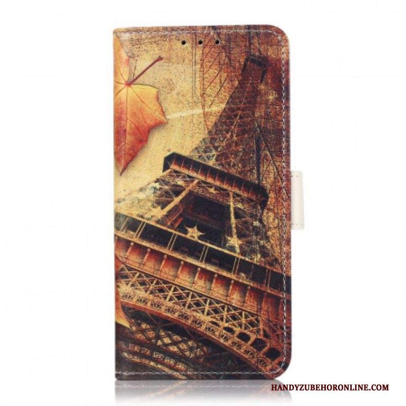 Custodia in pelle Samsung Galaxy S22 5G Torre Eiffel In Autunno