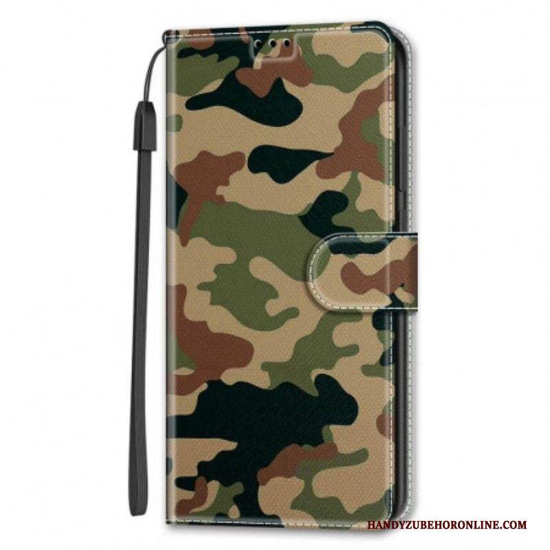 Custodia in pelle Samsung Galaxy S22 Ultra 5G Camuffamento Militare