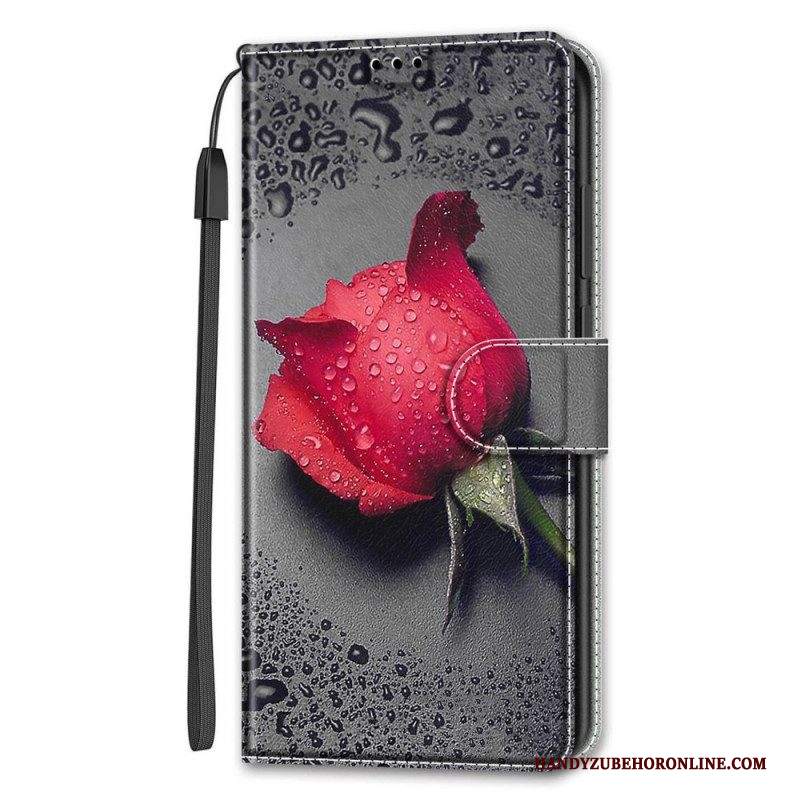 Custodia in pelle Samsung Galaxy S22 Ultra 5G Rose Con Cordino